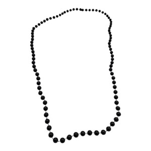 Long Black Graduated Round Bead Necklace  Knotted Strand