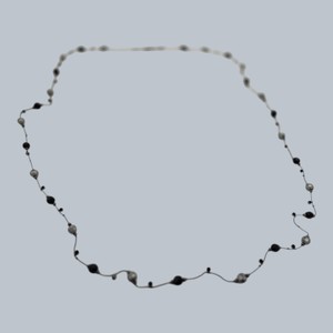 Long Black & Silver-Tone Faceted Bead Station Necklace