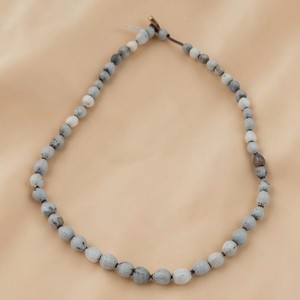 White & Gray Marbled Beaded Necklace with Hook Clasp