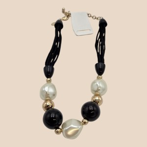 Chicos Black & Pearl-Look Oversized Bead Multi-Strand Statement Necklace