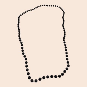 Graduated Black Round Bead Knotted Necklace  Continuous Strand