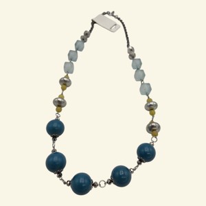J.Jill Chunky Blue, Yellow & Silver-Tone Beaded Statement Necklace