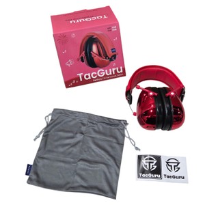TacGuru 130 Kids Hearing Protection Earmuffs  Ruby Red NRR 23dB with Bag