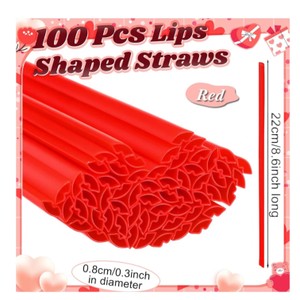 Potchen 400-Piece Red Lip-Shaped Drinking Straws  4 Boxes Party Favors