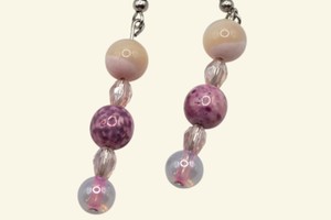 Pink & Purple Beaded Dangle Earrings  Silver-Tone Fishhook