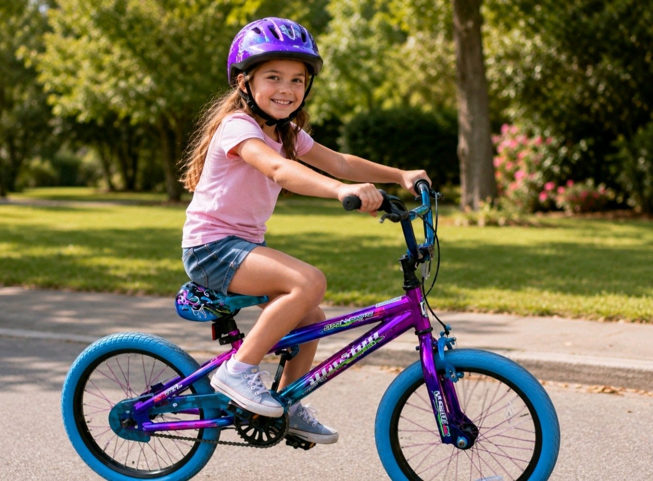 Girls Bike  Genesis PurpleBlue Frame, Blue Tires