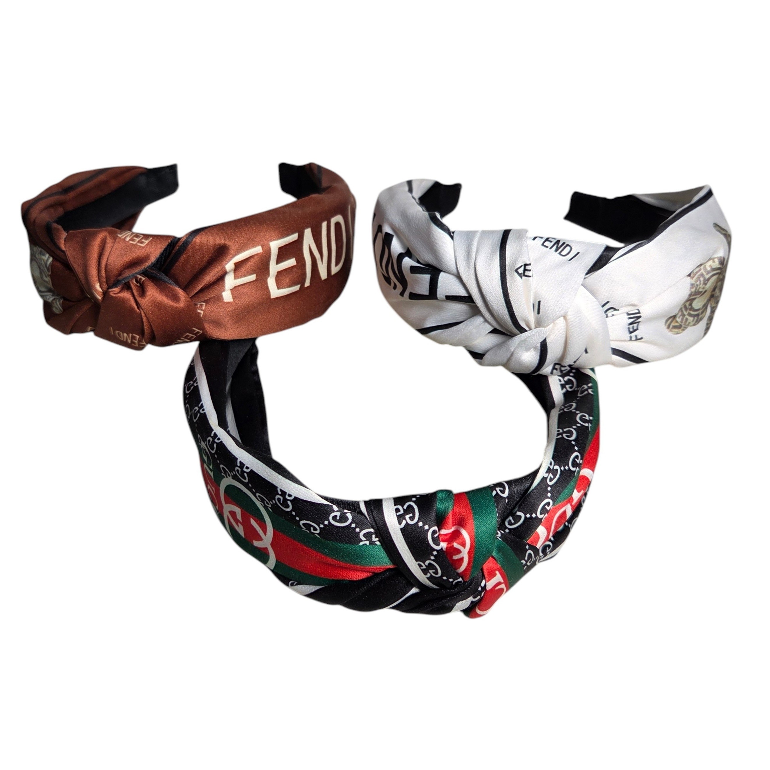 3 Fashion Knot Headbands  Designer-Style Logo Print Patterns