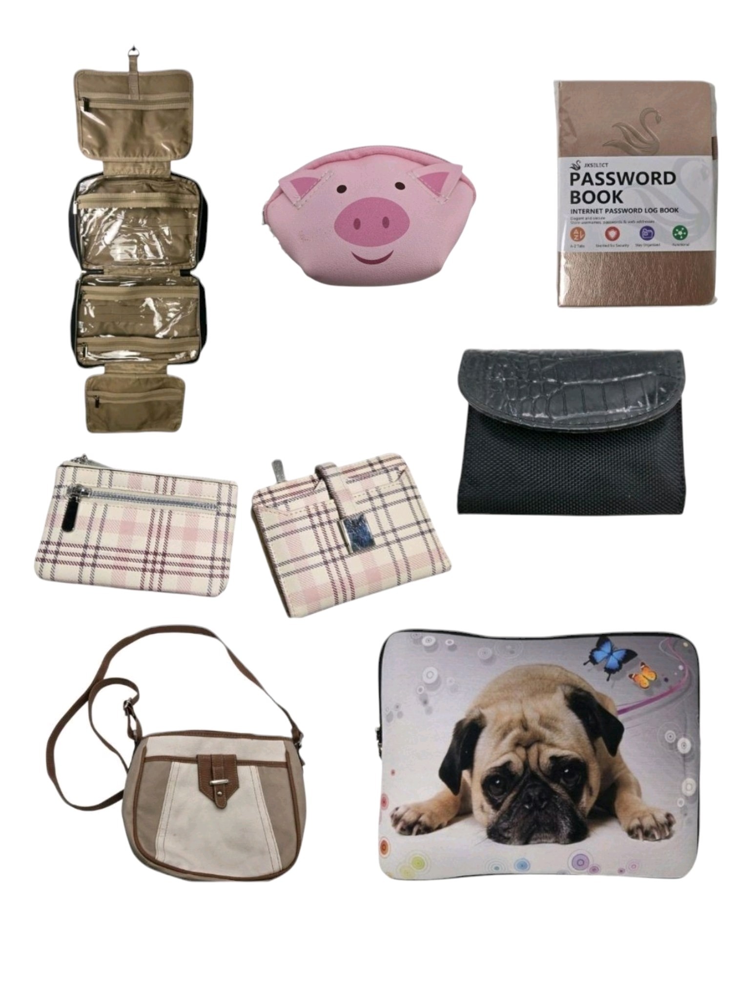 Mixed Lot of Wallets, Bags, Coin Purses, Tablet Sleeve & Password Book
