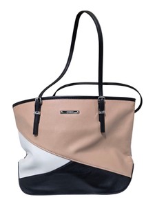 Nine West Colorblock Tote Purse  Black, Tan & White Shoulder Bag