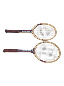 Pair of Spalding Challenge Cup Pro Wood Tennis Racquets, 4 12 Grip