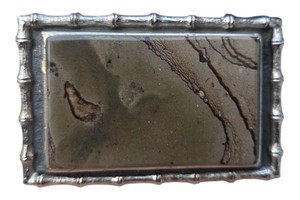 Silver-Tone Bamboo Style Belt buckle  With Stone Center