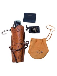 Leather & Deerskin Pouches With Powder Horn, Texas Scorpion Souvenir & Wallet