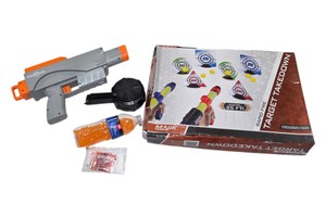 Majik Rapid Fire Target Takedown Foam Ball Blaster Set w Splat-R-Ball Blaster & Ammo