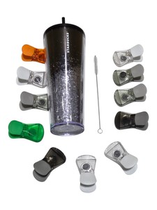 Starbucks 24 oz Cold Cup Tumbler With Straw, Brush & Assorted Bag Clips