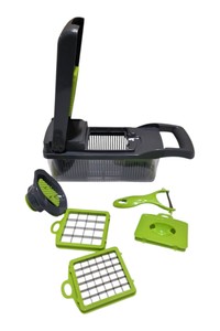 Vegetable Chopper  Food Prep Container Set w Blades, Peeler & Accessories