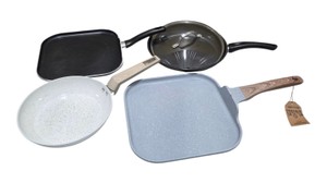 Mixed Nonstick Cookware Lot - MasterClass, Country Kitchen, Skillets, Griddles & Lid