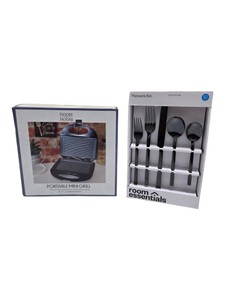 Room 2 Room Portable Mini Grill & Room Essentials 20 Piece Flatware Set