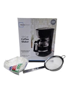 Mainstays 12-Cup Coffee Maker With Box, Coffee Filters & Mesh Strainer