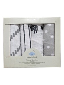Cloud Island 4 Pack Baby Flannel Blankets 30 x 30 Cotton Receiving Blankets