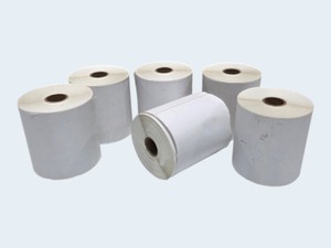 Lot of 6 Rolls Thermal Paper Sticker Labels  White Adhesive Labels