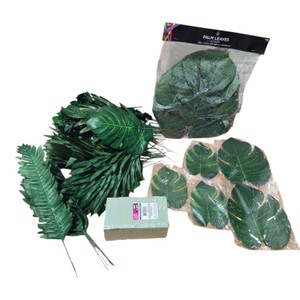 Artificial Greenery Lot - Palm Leaves, Floral Foam & Decorative Faux Leaves
