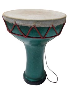 Green Metal Hand Drum With Red Lacing