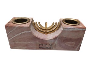 ADI Stone of Jerusalem Handmade in Israel Candle Holder  Menorah Decor