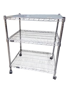 Estimated MSRPnew retail $475$550. Pre owned Nexel Chrome Wire Rolling Cart With 3 Shelves  36 x 30 x 24