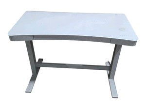 Twin Star Home 47 Ashford Adjustable Height Desk, Light Silver  ODP720-D908 Glass Top Adjustable Height Desk With Drawer & Wireless Charging