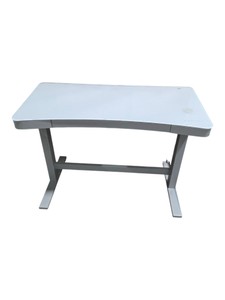 Twin Star Home 47 Ashford Adjustable Height Desk, Light Silver ODP720-D908 Glass Top Adjustable Height Desk With Drawer & USB Ports