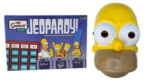 The Simpsons Edition Jeopardy Board Game by Pressman 2003 Open Box and Homer Mask