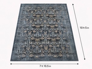 pre owned Large 710.5 x 105 Blue, Gray & Beige Distressed Ornate Area Rug