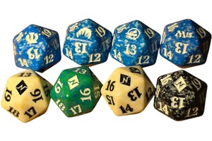 Lot of 7 Magic The Gathering Spindown D20 Life Counter Dice  Assorted Colors