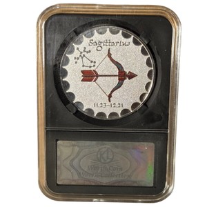 Sagittarius Zodiac Silver-Tone Collectible CoinMedallion with Display Case