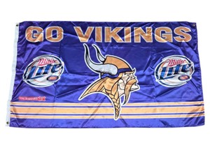 Minnesota Vikings Miller Lite Go Vikings Flag Banner 58 x 33 in