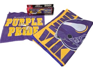 3-Piece Minnesota Vikings Memorabilia Lot  42 x 28 Flag, 1998 Towel & 2001 Truck