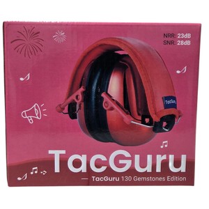 TacGuru 130 Gemstones Edition Kids Hearing Protection Earmuffs Ruby Red NRR 23dB