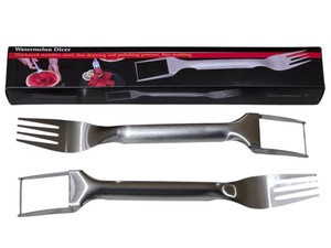 2-Piece Stainless Steel Watermelon Dicer Cutter & Fork Set  New in Box
