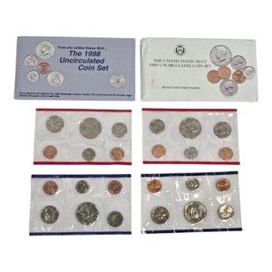 1989 & 1998 U.S. Mint Uncirculated Coin Sets  P & D Mint Marks  Original Packaging