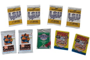 9 Sealed Trading Card Packs LSU Tigers, Cosmic Cards, 1990 Baseball & Desert Storm