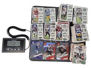 Approx. 2 lb 1 oz NFL Football Card Bulk Lot Panini Contenders Elite Fleer Score