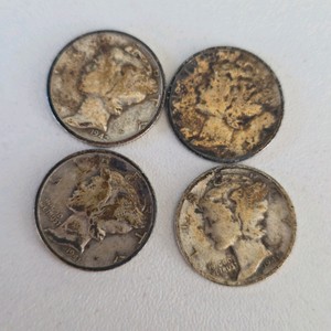 4 Mercury Dimes  90% Silver U.S. Dime Lot  10g Total Coin Weight