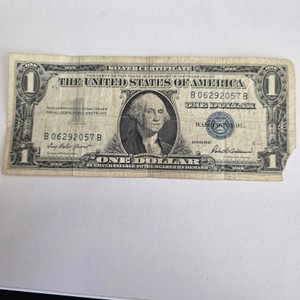 1957 $1 Silver Certificate Note  Blue Seal U.S. Currency  Vintage Collectible Dollar Bill