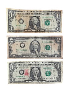 Mixed U.S. Currency Lot With $2 Bill & $1 Bills Including 1995, 2006, 2009