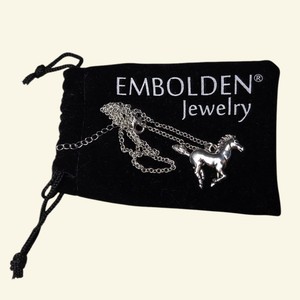 Embolden Jewelry Silver-Tone Horse Pendant Necklace With Pouch