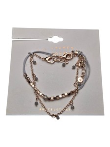 LC Lauren Conrad Bracelet Set - Rose Gold-Tone Chain & Gray Cord Bracelets