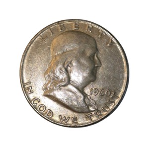 1960 Franklin Half Dollar  90% Silver U.S. Coin About 0.3617 troy oz actual silver weight.
