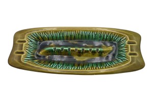 Beautiful Vintage Piece Maurice of Calif. USA Green Drip Glaze Ceramic Ashtray Dish