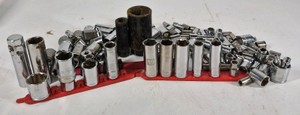 Lot of Assorted Chrome Sockets and Socket Accessories