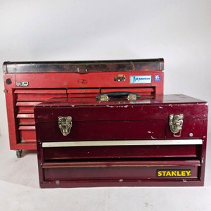 Lot of 2 Metal Tool Boxes with Assorted Hand Tools